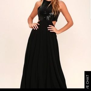 Lulu's Black Sequined Maxi Dress